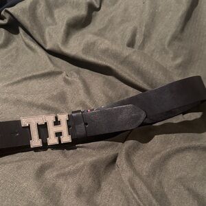 Tommy Hilfiger Black Belt with Silver Buckle